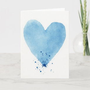 Watercolor Blue Heart Card