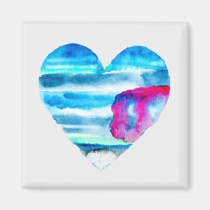 Watercolor blue heart cute heart magnet