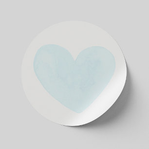 Watercolor blue heart. Valentines / Baby shower Classic Round Sticker