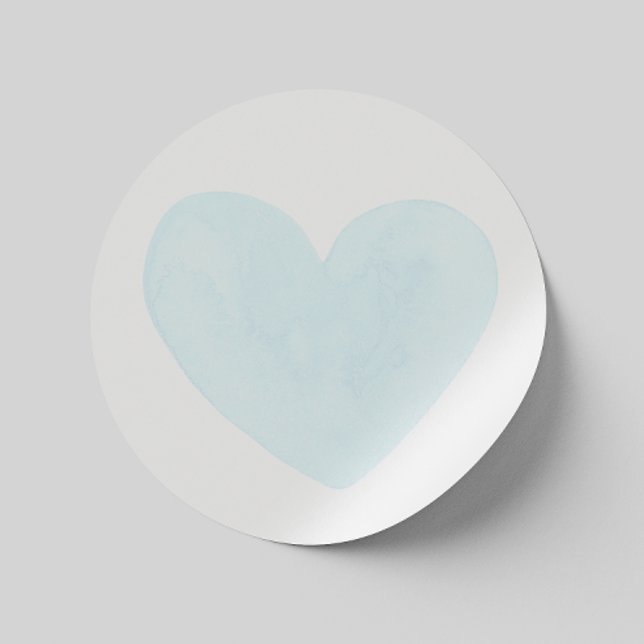 Watercolor blue heart. Valentines / Baby shower Classic Round Sticker (Creator Uploaded)