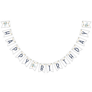 Watercolor Blue Hot Air Balloon Bunting Flags