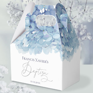 watercolor blue hydrangea Baptism Favour Box