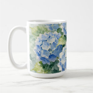 Watercolor Blue Hydrangea Bouquet Coffee Mug