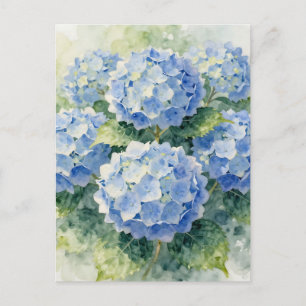 Watercolor Blue Hydrangea Bouquet Postcard