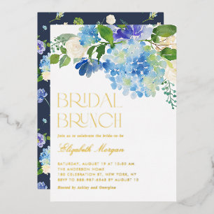 Watercolor Blue Hydrangea Floral Bridal Brunch
