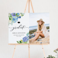 Watercolor Blue Hydrangea Flowers Photo Graduation