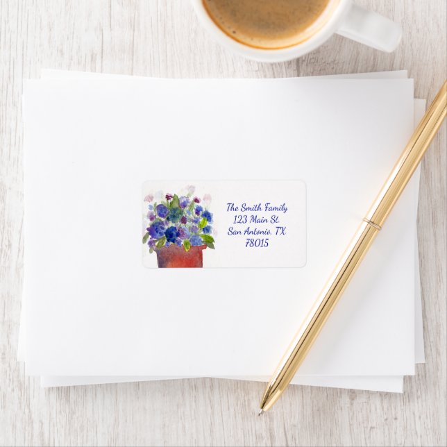 Watercolor Blue Hydrangea Label (Insitu)