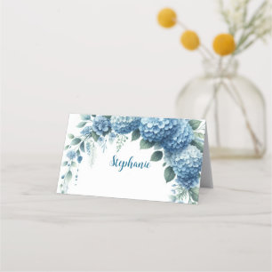 Watercolor Blue Hydrangea Name Holder Place Card