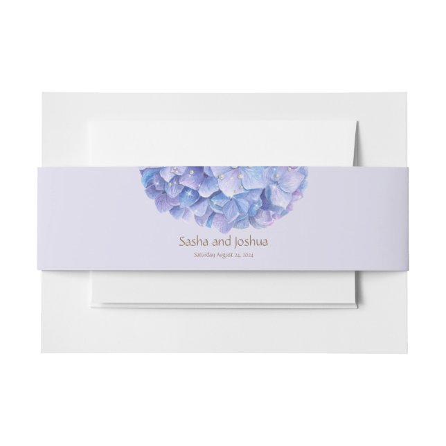 Watercolor Blue Hydrangea Pearl Invitation Belly Band (Front Example)