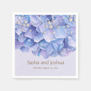Watercolor Blue Hydrangea Pearl Napkin
