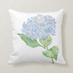Watercolor Blue Hydrangea Throw Pillow