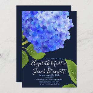 Watercolor Blue Hydrangea Virtual Wedding Invitation