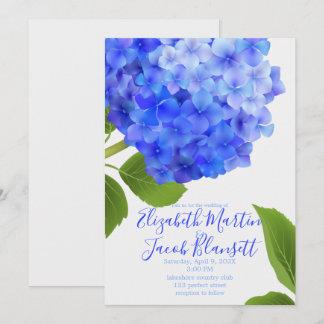 Watercolor Blue Hydrangea Wedding Invitation