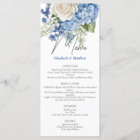 Watercolor Blue Hydrangea White Roses Wedding