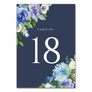 Watercolor Blue Hydrangeas Floral Table Numbers II