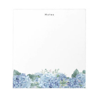 Watercolor Blue Hydrangeas Personalised Notepad