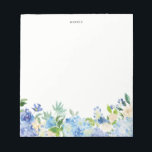 Watercolor Blue Hydrangeas Personalised Notepad<br><div class="desc">An elegant and whimsical notepad featuring blue and purple watercolor hydrangeas,  peonies,  anemones,  and foliage. This will be a perfect feminine accent for your office.</div>