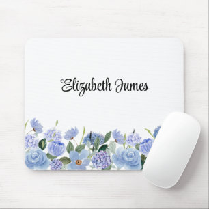 Watercolor Blue Hydrangeas Personalised Notepad Mouse Mat