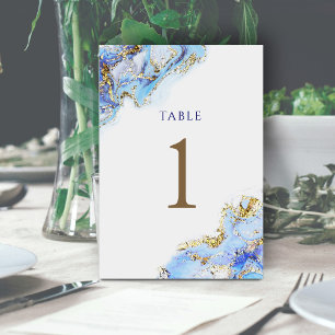 watercolor blue ink Table Number 1