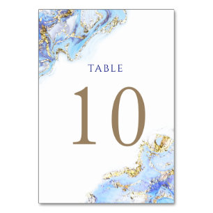 watercolor blue ink Table Number 10