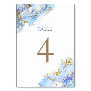 watercolor blue ink Table Number 4