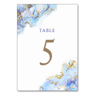 watercolor blue ink Table Number 5