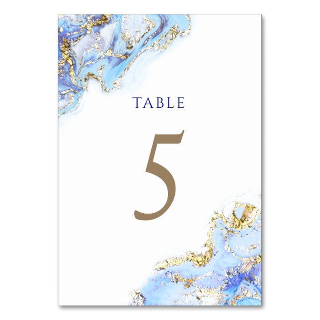 watercolor blue ink Table Number 5 (Front)