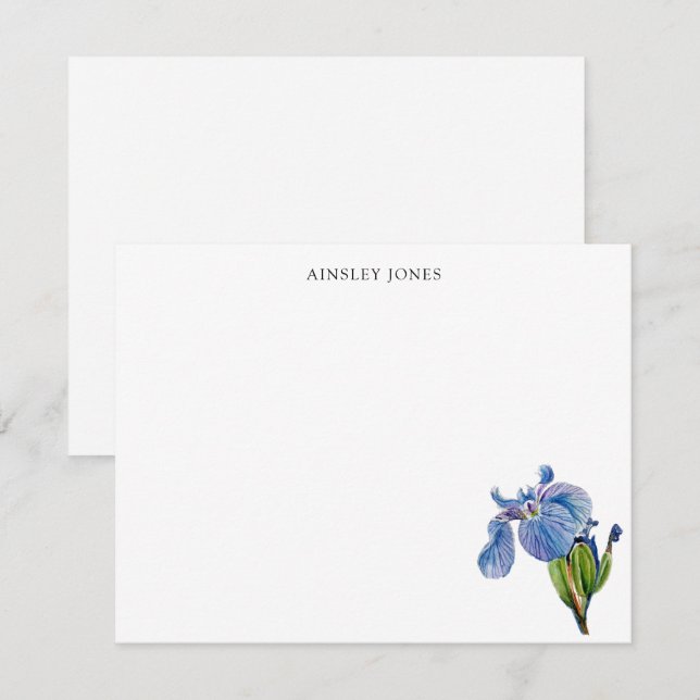 Watercolor blue Iris flower Thank You Card (Front/Back)