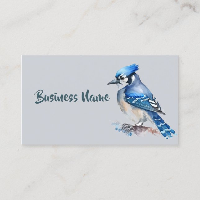 Watercolor Blue Jay Bird Nature Art  Business Business Card (Back)