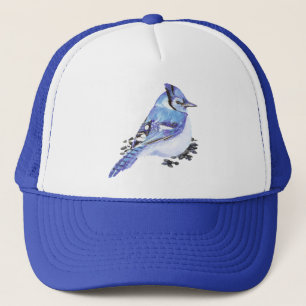 Watercolor Blue Jay Bird Wildlife Nature Art Trucker Hat