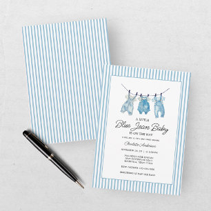 Watercolor Blue Jean Baby Shower Invitation