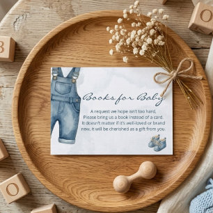 Watercolor Blue Jeans Baby Shower Books for Baby Enclosure Card