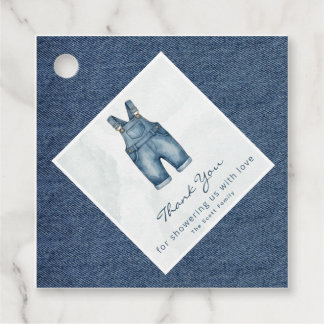 Watercolor Blue Jeans Baby Shower Denim Favour Tags