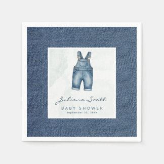Watercolor Blue Jeans Baby Shower Denim Napkin