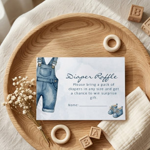 Watercolor Blue Jeans Baby Shower Diaper Raffle Enclosure Card