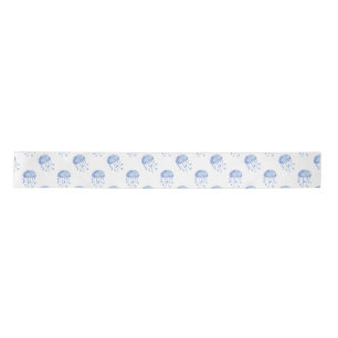 watercolor blue jellyfish beach design satin ribbon