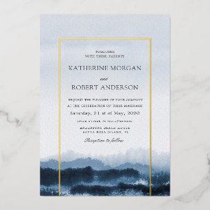 Watercolor blue landscape nature inspired