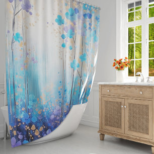 watercolor blue lavender flowers shower curtain