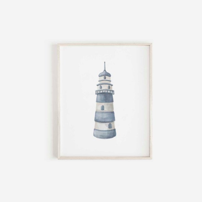 Watercolor blue light house print (Creator Uploaded)