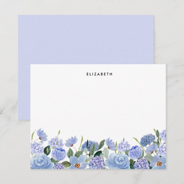 Watercolor Blue Lilac Hydrangeas Personalised Card (Front/Back)