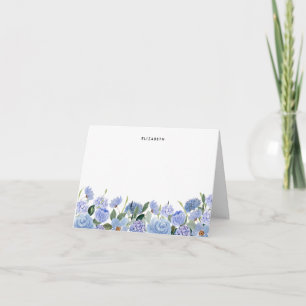 Watercolor Blue Lilac Hydrangeas Personalised Note Card