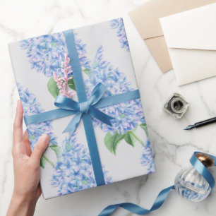 Watercolor Blue Lilacs Pattern Wrapping Paper