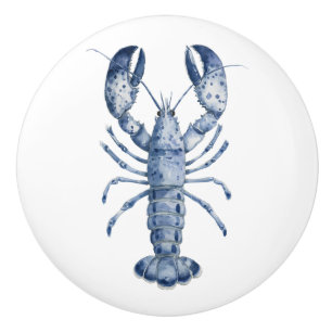 Watercolor Blue Lobster New England Ceramic Knob