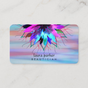 Watercolor  Blue Lotus Flower Logo Massage Yoga Business Card