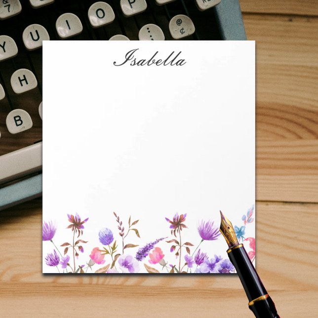 Watercolor Blue Mauve Wildflowers Notepad (Creator Uploaded)