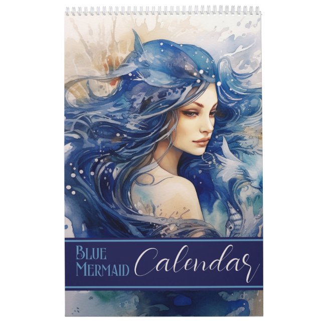 Watercolor Blue Mermaid Calendar (Cover)