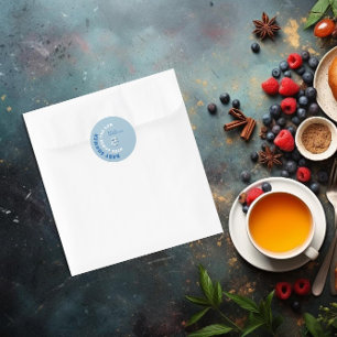 Watercolor blue minimalist baby shower boy classic round sticker