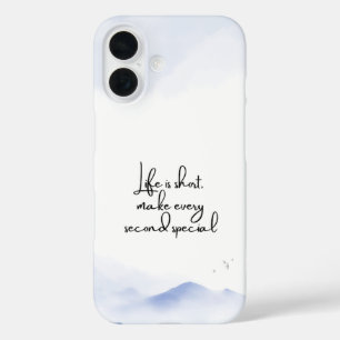 Watercolor Blue Minimalist Motivational Quote iPhone 16 Case