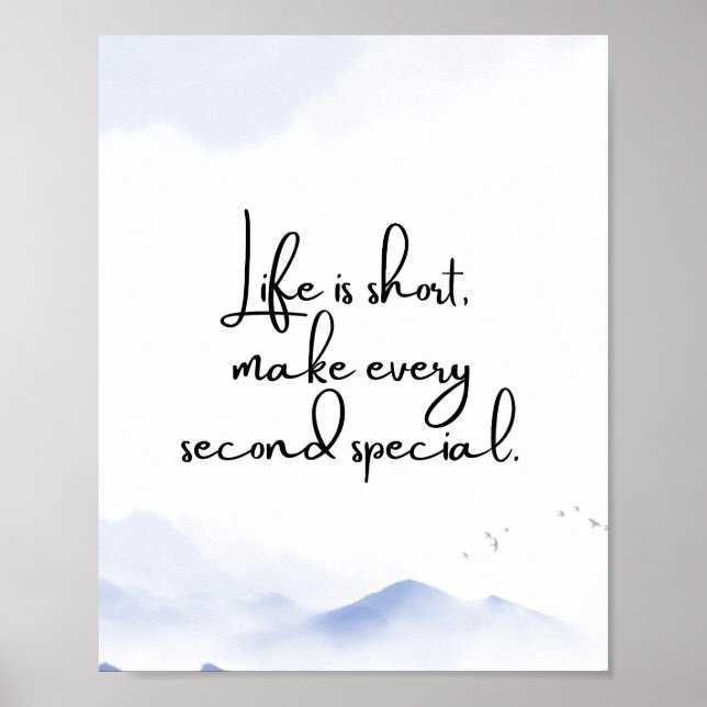 Watercolor Blue Minimalist Motivational Quote Poster (Front)