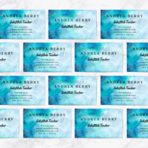 Watercolor Blue Modern Business Card